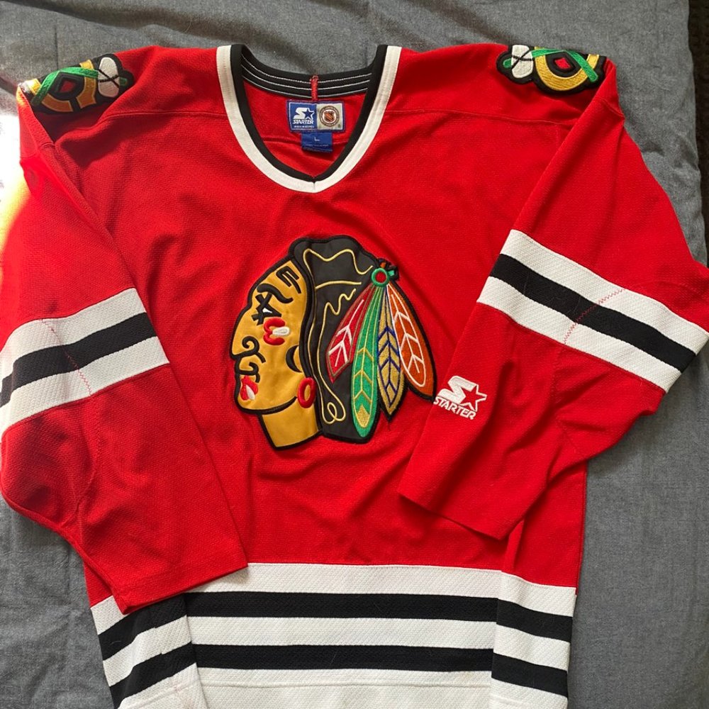 1995 Official Starter NHL Chicago Blackhawks Jersey L 🏒 Vintage Griswold
